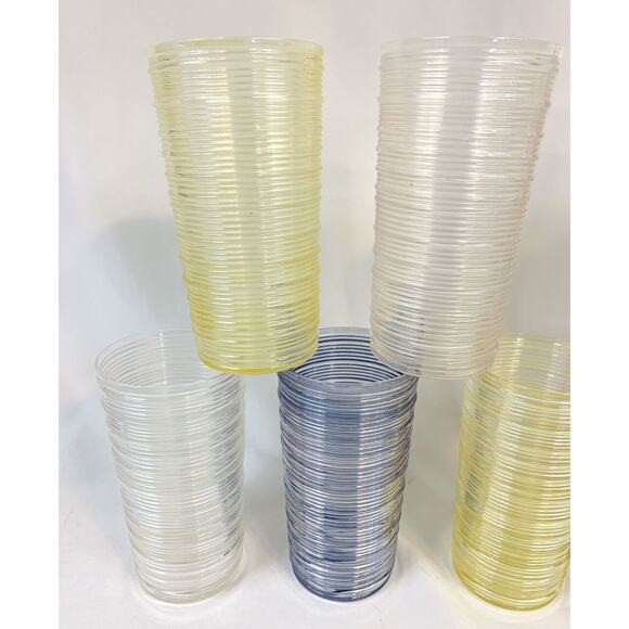 Vintage Imperial Glass Spun Reeded 12 Oz. Straight Side Tumblers - Set of 9 - Picture 2 of 6